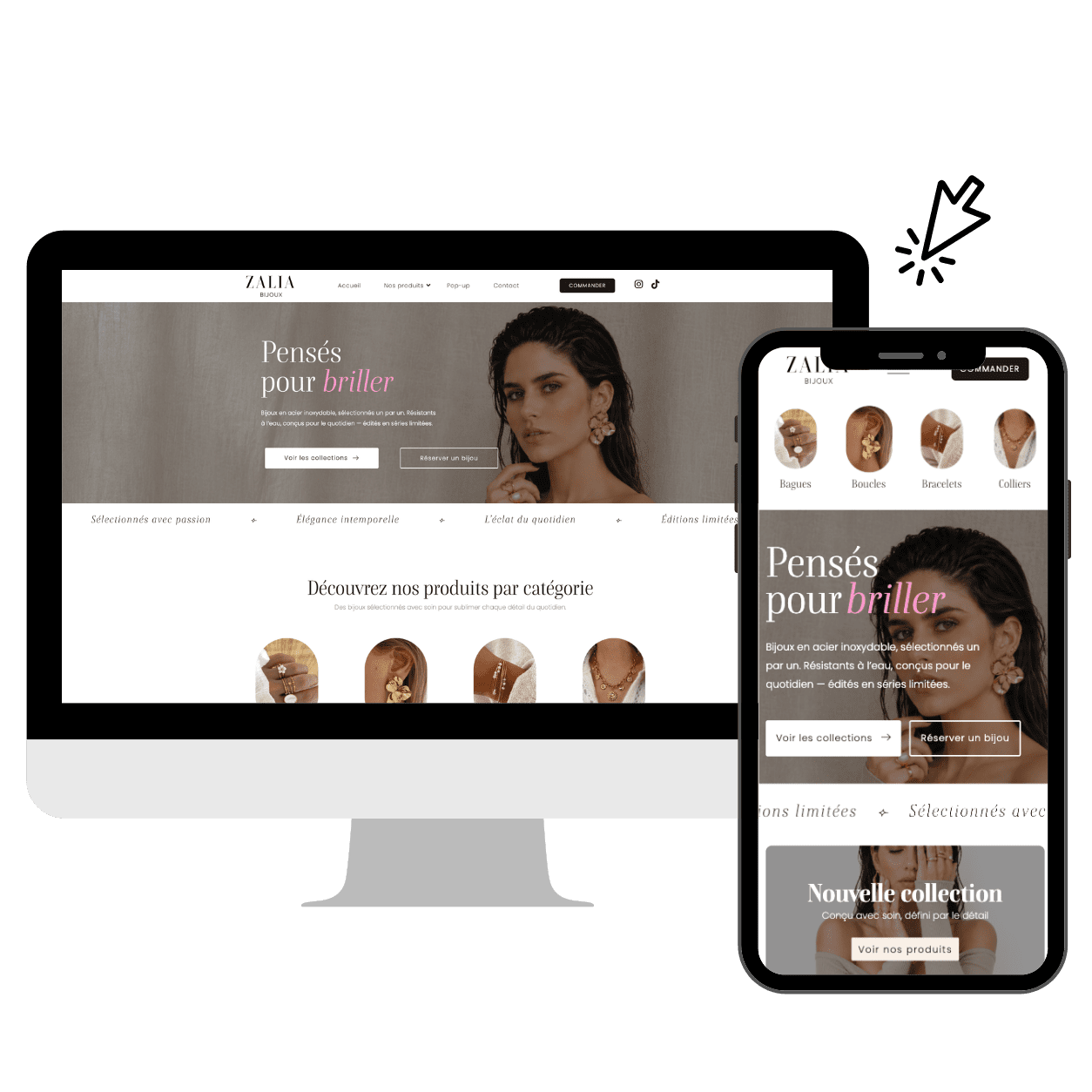 Mockyp du site Zalia Bijoux sur fond transparent, bijouterie fantaisie proche de voiron 38500