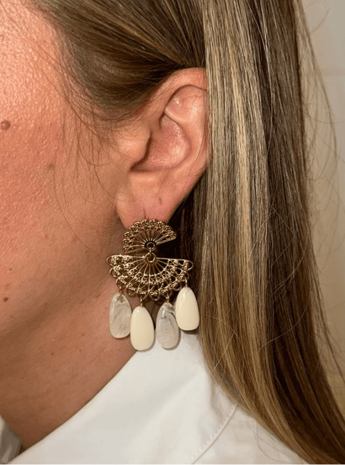 Nacre hispanique, boucles d'oreilles en acier inoxydable, qui resiste à l'eau, de la bijouterie fantaisie Zalia Bijoux proche de voiron 38500