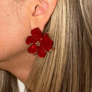 Rouge passion, boucles d'oreilles en acier inoxydable, qui resiste à l'eau, de la bijouterie fantaisie Zalia Bijoux proche de voiron 38500